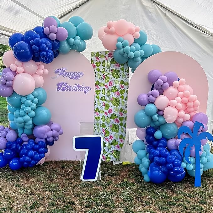Blue Purple Balloons 60 Pcs 12 Inch Pink Light Purple Peacock Blue Latex Party Balloons for Kid Cartoon Theme Birthday Baby Shower Party Decorations Supplies