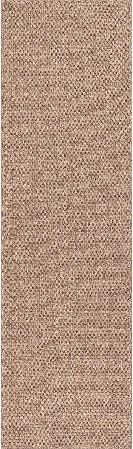 CAMILSON Indoor and Outdoor Runner Rug Natural Solid Boho Woven Design Easy-Cleaning Non Shedding Farmhouse Living Room Bedroom Garden Patio and Kitchen Washable Outside Carpet Alfombras (2x7)