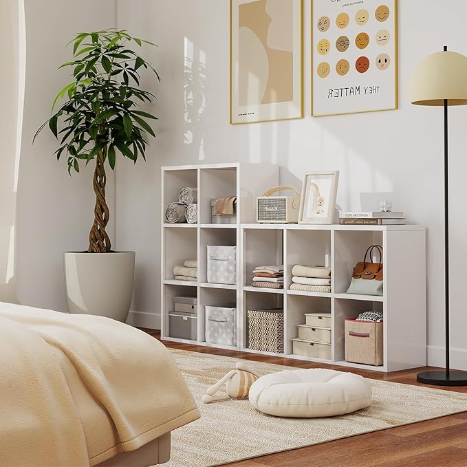 4 Cube Book Shelf - High-Strength Steel Cube Storage Organizer with Open Display Shelves for Living Room