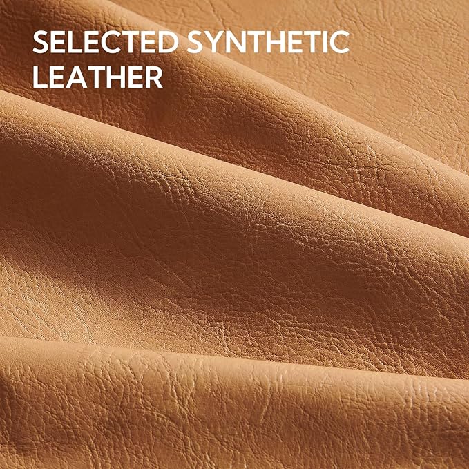 5 Seater Faux Leather Sofa Couch, 98'' L Shape Sectional Couch, Mid Century Modern Decor, Office Sectional Sofa Bed, for House, Apartment, Living Room, Tan