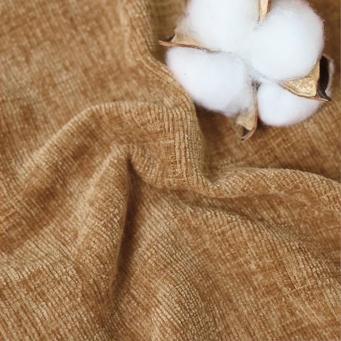 CaliTime Throw Pillow Covers Decorative 20 X 26 Inches Pack of 2 Cozy Chenille Standard Pillow Shams Cases for Couch Sofa Bed Living Room Home Apricot Brown