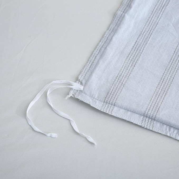 ABREEZE Floral Duvet Cover Queen Size Set Bird Flowers Bedding Set 100% Brushed Cotton Bedding Collection 1 Duvet Cover with 2 Pillowcases White