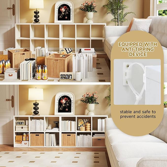 6 Cube Storage Organizer, Black Bookshelf with Storage, 2 Tier Storage Cubes,Freestanding Storage Organizer with Shelves for Living Room, Study