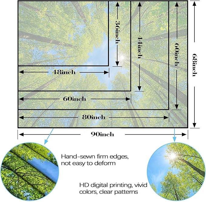 AMM Nature Forest Tree Celling Tapestry Lush Green Treetops Sunlit Tapestry for Bedroom Aesthetic Sky Sunlight Canopy Leaves Landscape Tapestries Wall Hanging for Living Room Dorm Office 80 x 60 Inch