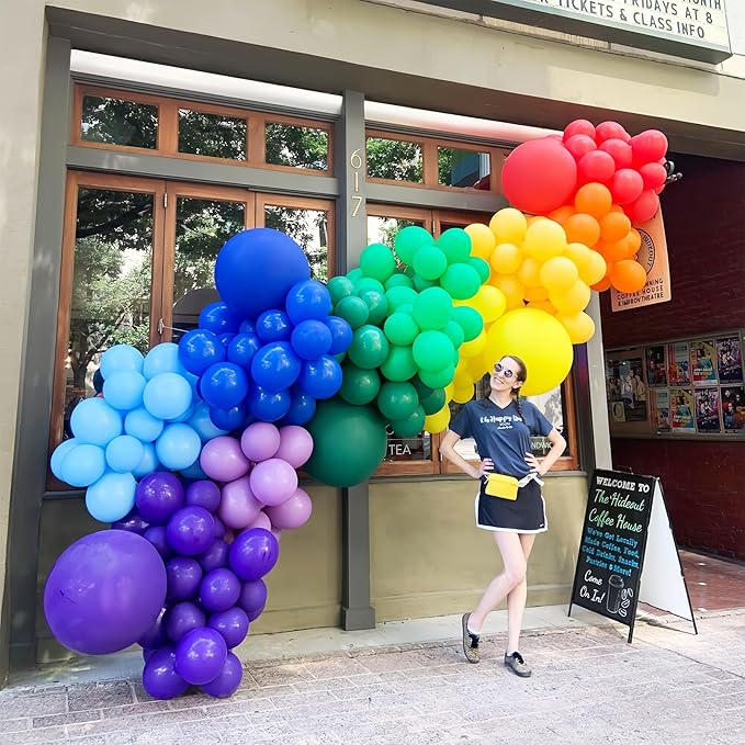 134pcs Rainbow Balloon Arch Kit Different Sizes 18" 12" 10" 5" Assorted Color Latex Balloon Garland Arch Kit for Birthday Baby Shower Graduation Wedding Gender Reveal Party Decorations