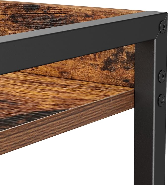 3-Tier Kitchen Spice Rack Organizer for Countertop, Coffee Counter Shelf, Mug Shelf, Bathroom Counter Organizer, Makeup Organizer, Rustic Brown and Black