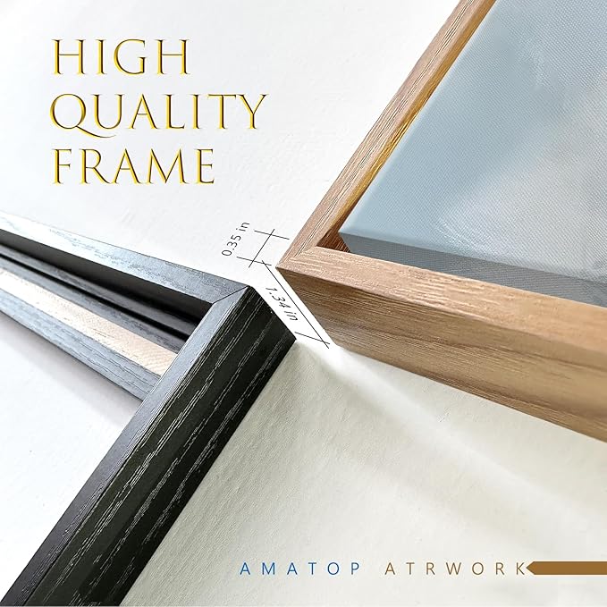 amatop Oversized Wall Art for Living Room Extra Large Farmhouse Boho Framed Beach Coastal Vintage Ocean Floral Canvas Print Daisy Flowers Sea Wall Picture Neutral Nautical Artwork Bedroom Office Decor