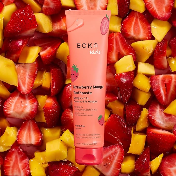 Boka Fluoride Free Toothpaste Nano Hydroxyapatite Toothpaste - Strawberry Mango Flavor, 4 oz 3Pk US Manufactured
