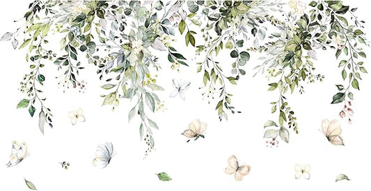 Amaonm Creative Removable Rainforest Plants Wall Decals Hanging Green Leaves and Vines Wall Stickers 3D Home Wall Corner Background Decoration Decor for Kids Girls Bedroom Nursery Offices Living Room