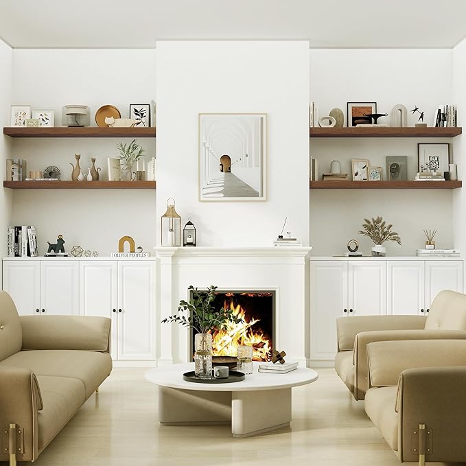 Heimlove 12" Deep Floating Shelves for Wall Shelf Over Toilet Wall Mounted Farmhouse Long 55 inches Set of 1, Farmhouse Shelves with Invisible Brackets for Living Room, Kitchen, Bedroom,Walnut