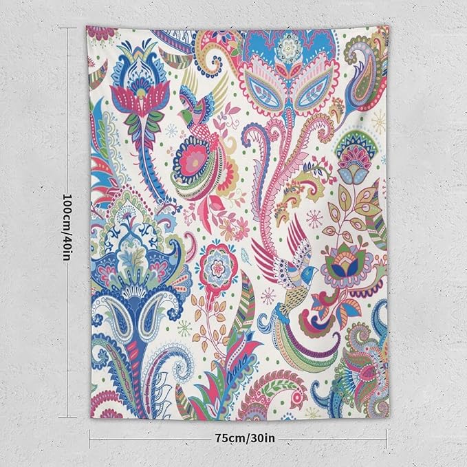 Boho Floral Tapestry, Abstract Mandala Plant Colorful Floral Home Art Wall Hanging for Bedroom Living Room Dormitory 40x60 Inch