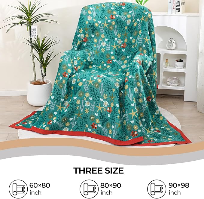 Boho Throw Blanket 80''x90'',100% Cotton Blankets for Couch Bed,Cotton Quilt Travel Muslin Blankets Farmhouse Home Decor Soft Lightweight Picnic Blanket