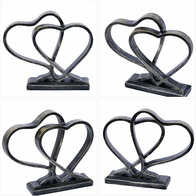 Heart Sculpture for Living Room Decor Heart Decoration Gift for Her and Him Love Wedding Anniversary Couples Gift Modern Heart Statue for Home Coffee Table Dining Table Centerpiece Birthday Gift