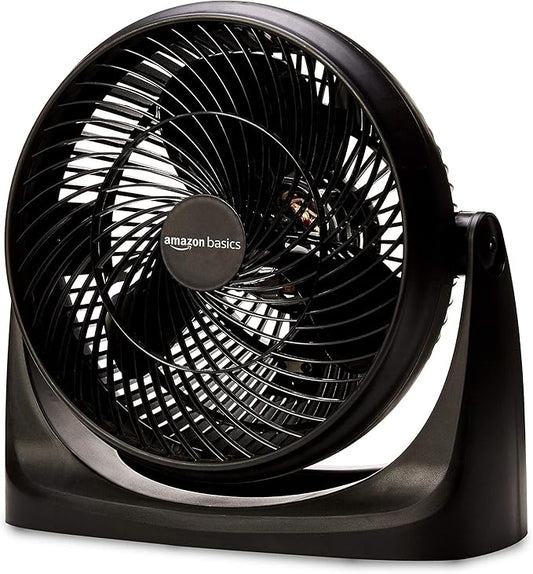 Amazon Basics Air Circulator Fan, Desk Fan for Bedroom, Home and Office, With 90-Degree Tilt Head, 3 Speed Settings, Lightweight (4.2 LBS), 70 Watts, Black, 14.8"Wx7.6"Dx14.1"H