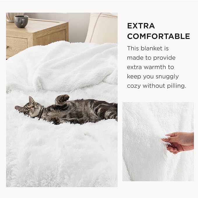 Bedsure GentleSoft Fluffy White Throw Blanket, White Decor Fuzzy Gifts for Women, Soft Cozy Furry Sherpa Fleece Plush Thick Warm Shaggy Faux Fur Throw Blanket for Couch, Bed, Camping, Travel, 50x60