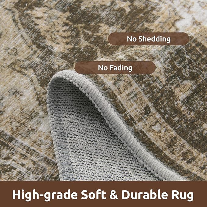 AMOAMI-2X3 Small Rug-Washable Rugs Entryway Mat Indoor-Soft Vintage Non Slip Rugs for Kitchen Laundry Room Bathroom Brown/Coffee Decorative Accent Rug for in Front of Sink 24 Inch x36 Inch