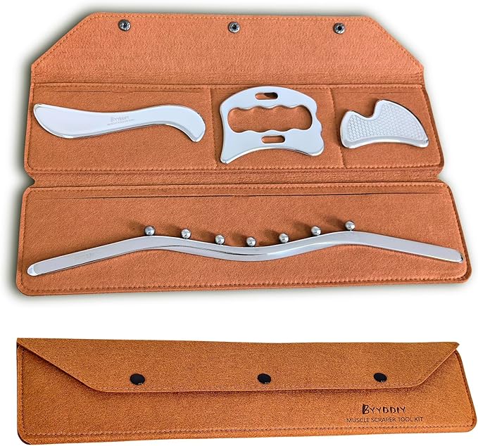 BYYDDIY Muscle Scraper Stick Set with Steel Balls for Lymphatic Drainage, Gua Sha Scraping Massage Tool, Release Myofascial Trigger Points for Physical Therapy (Mz-SBD2)