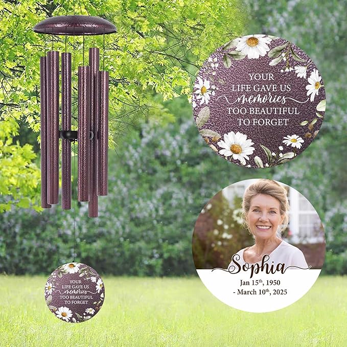 ASTARIN Personalized Deep Tone Wind Chime Memorial, Customized Sympathy Wind Chimes, Memory Wind Chimes for Loved Ones Lost, Bereavement Gifts Windchimes Outdoor