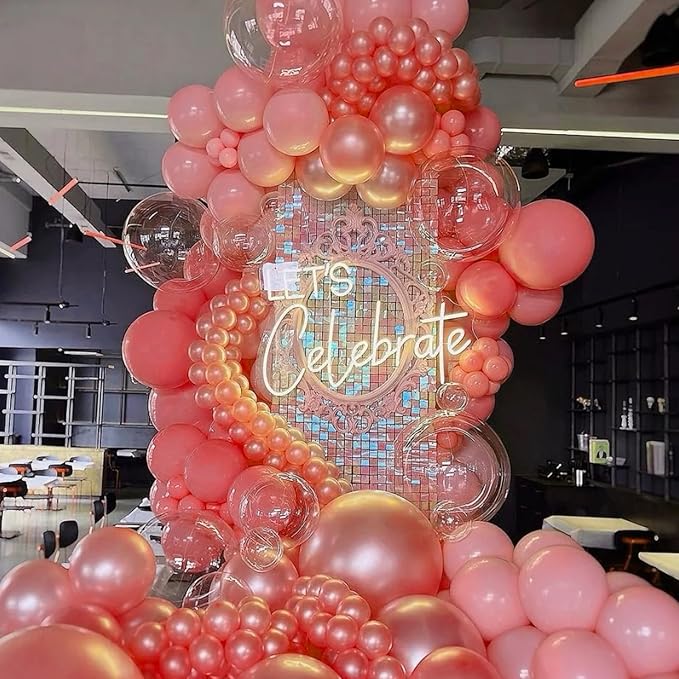 130pcs Retro Hot Pink Balloons Different Sizes 18" 12" 10" 5" Blush Hot Pink Latex Balloon Garland Arch Kit for Birthday Baby Shower Valentine's Day Wedding Gender Reveal Party Decorations