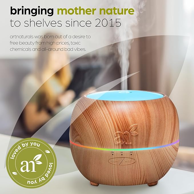artnaturals Aromatherapy Essential Oil Diffuser – (5.0 Fl Oz / 150ml Tank) – Ultrasonic Aroma Humidifier, Auto Shut-Off – for Home, Office & Bedroom