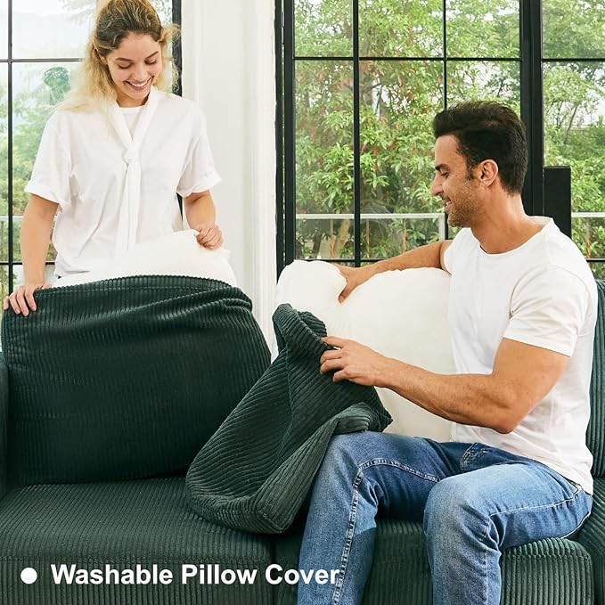 Belffin Oversized 12 Seat Modular Sectional Sleeper Sofa Convertible Sleeper Sectional Sofa with Storage Seat Large Corduroy Modular Couch for Living Room Green