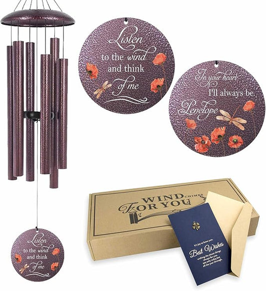 ASTARIN Dragonfly Wind Chimes for Loss of Loved One, Personalized Windchimes in Memory of a Loved One, Bereavement Gifts for Loss of Father Mother, 3 Size Deep Tone Wind Chime