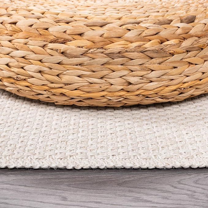 CAMILSON Easy Jute Rug 8x10, Indoor Outdoor Off-White Farmhouse Area Rugs for Living Room Patio and Kitchen Rug, Solid Woven Design, Easy-Cleaning, Non Slip Washable Outside Carpet Alfombras (8 x 10)