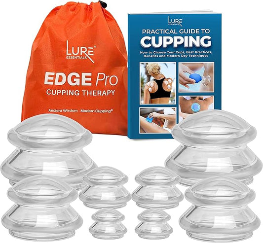 8 Edge Cups Silicone Cupping Therapy Set Professional Massage Cupping Cups for Cupping Therapy Cupping Kit for Massage, Myofascial Release, Cellulite Reduction (Lure Clear)