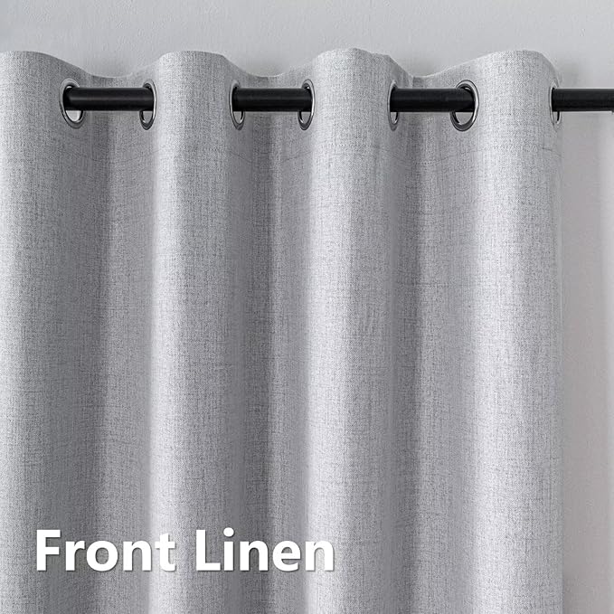 Blackout Curtains Customsize 1 Panel, 100% Blackout Textured Thermal Curtains, Grommet Privacy Light Blocking Drapes for Living Room Bedroom Luxury Decor(Customsize, Greyish White)