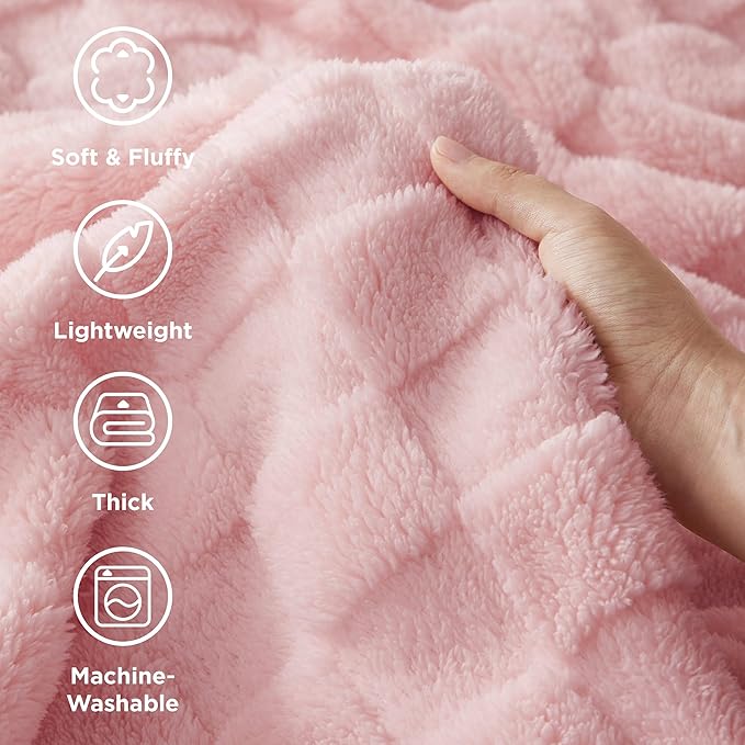 Bedsure GentleSoft Blankets Queen Size for Bed - Super Soft Cozy Blanket for Women Men Girls, Large Fuzzy Fleece Throw for Bedroom Decor, Blush Pink, 90x90 Inches