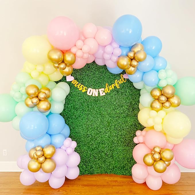 130pcs Pastel Balloons Different Sizes 18" 12" 10" 5" Macaron Latex Balloon Garland Arch Kit for Birthday Easter Baby Shower Graduation Wedding Gender Reveal Anniversary Party Decorations