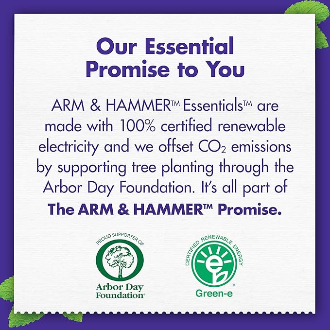 ARM & HAMMER Essentials Fluoride-Free Toothpaste Whiten + Activated Charcoal-4 Pack of 4.3oz Tubes, Clean Mint- 100% Natural Baking Soda