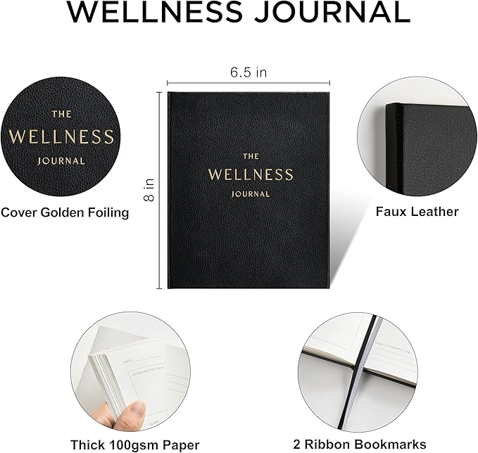 And Per Se Wellness Journal, Undated Daily Wellness Planner to Practice Positive Thinking, Mindfulness & Reflection, 91 Days Self-Care Journal For Women & Men (Black)