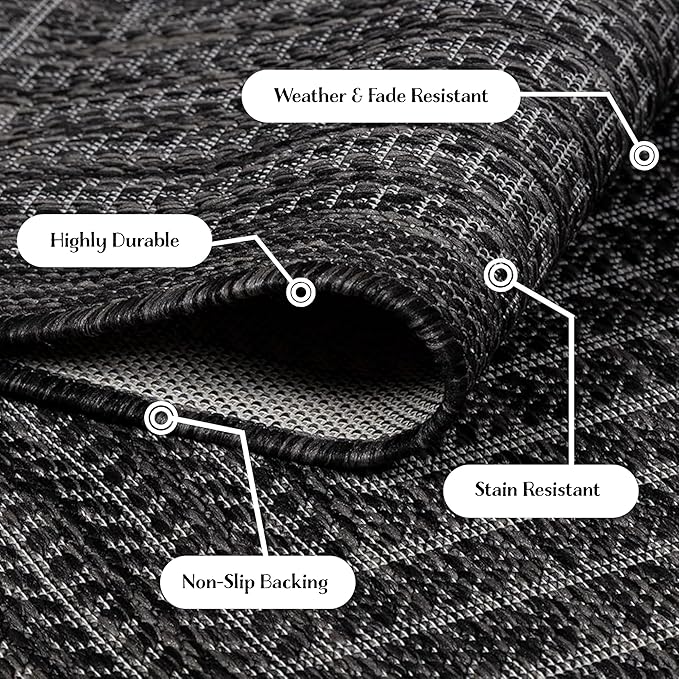 Adiva Rugs Outdoor Indoor Area Rug, Weather Resistant, Easy to Clean, Stain Resistant Floor Mat for Dining Room, Backyard, Deck, Patio (Pebble Weiss, 6' x 9')