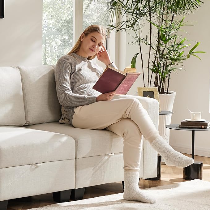 38.5 Oversized Accent Chair with Storage Beige Set of 2, Single Modern Accent Sofa Chair with Arms for Apartment Living Room Linen(21" Deep Seat)