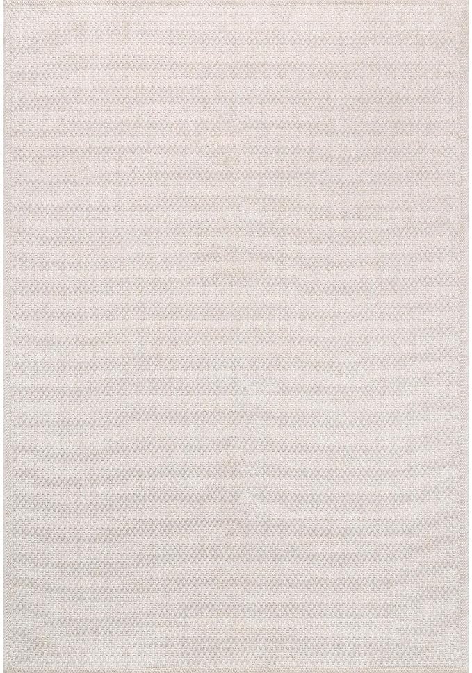 CAMILSON Easy Jute Rug 6x9, Indoor Outdoor Off-White Farmhouse Area Rugs for Living Room Patio and Kitchen Rug, Solid Woven Design, Easy-Cleaning, Washable Outside Carpet Alfombras (6 x 9)
