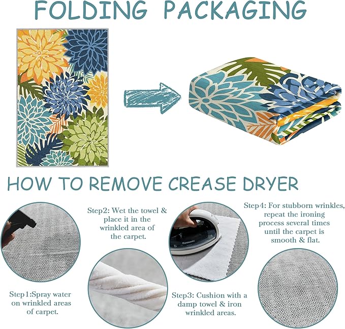 Area Rug 2x3 Yellow Green Washable Entry Small Rug Multicolored Tropical Botanical Modern Floral Indoor Kitchen Door Mat Entrance Carpet Non Slip for Bedroom Living Room, Porch