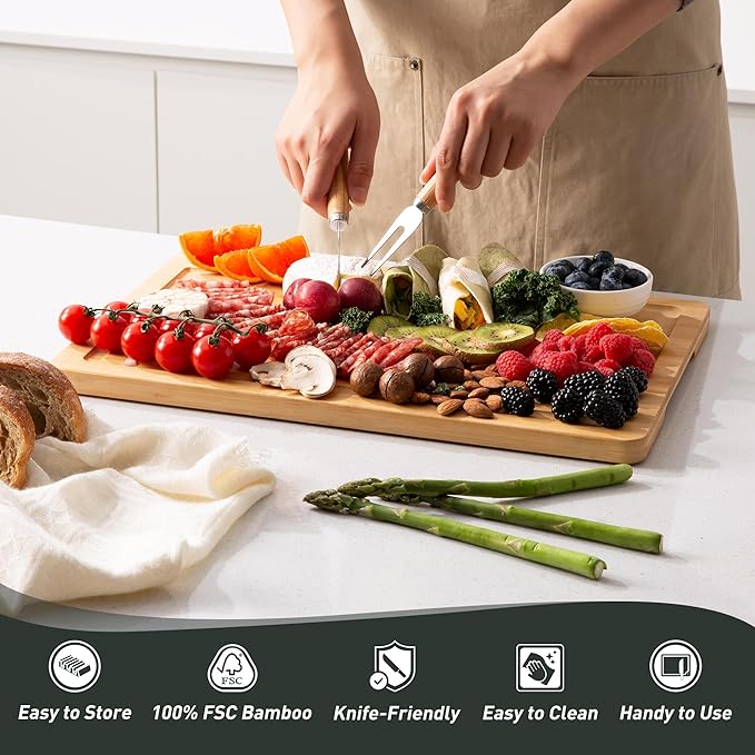 Bamboo Cutting Board Set Non Slip Feet with Holder Over Sink Kitchen Gadgets Seller 2025 First Apartment Must Haves Things Stuff Accessories House Warming Decor Housewarming Hostess Host Gifts