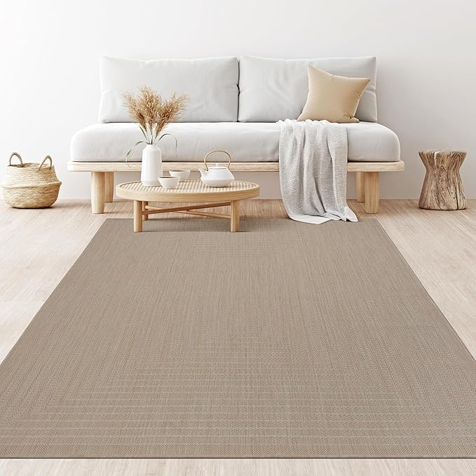 Adiva Rugs Outdoor Indoor Area Rug, Weather Resistant, Easy to Clean, Stain Resistant Floor Mat for Dining Room, Backyard, Deck, Patio (Natural Beige, 2' x 3')