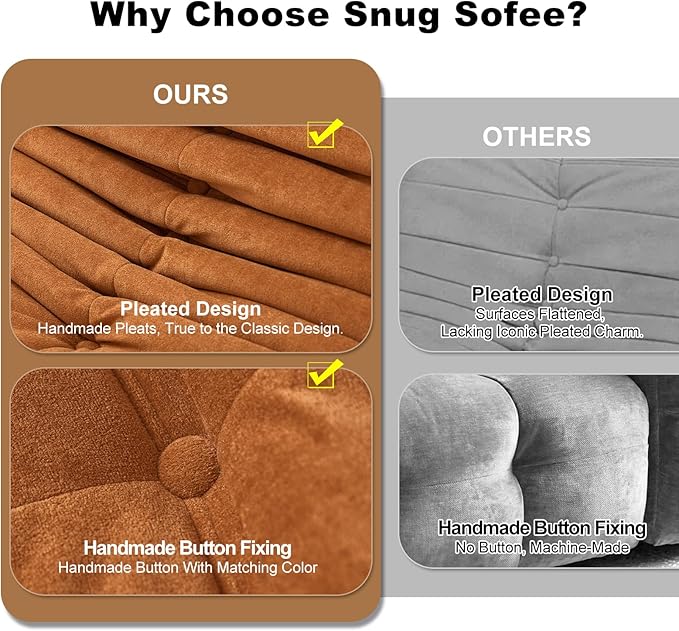 Bean Bag Chair for Adults, Bean Bag Sofa - Adult Size with Soft Waterproof Fabric for Living Room, Apartments, Reading Corner, Gaming, and Movie Venue (DarkOrange)