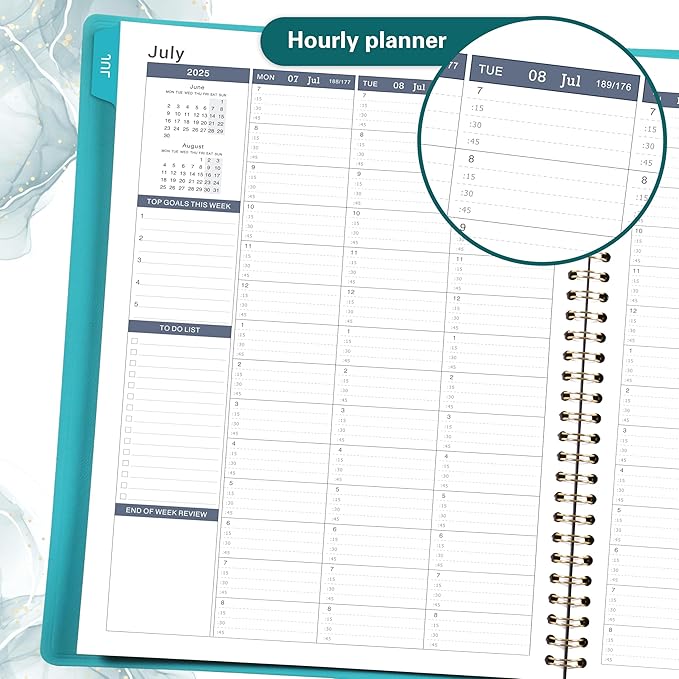 2025-2026 Weekly Appointment Book - Appointment Book 2025-2026 with Soft Cover, Jul 2025 - Jun 2026, 8.26"x 11.4", Daily/Hourly Planner with Tabs, 15 Minutes, Wirebound - Green