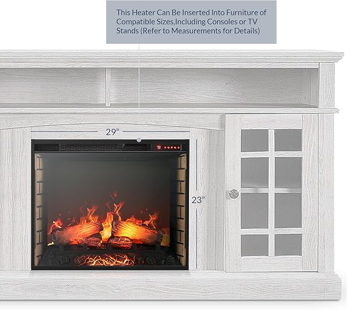 BELLEZE 28" Electric Fireplace, 1500 W 5000 BTU Space Heater with Adjustable Timer, Realistic Wood Log & Crackling Sound, Indoor Fireplace for TV Stand Mantel, Bedroom, Living Room