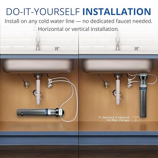 Aquasana Water Filter for Sink Faucet | Reduces 99% of 78 Contaminants Including Chlorine & Lead from Tap Water | Under Sink Filtration | Claryum Direct Connect | AQ-MF-1