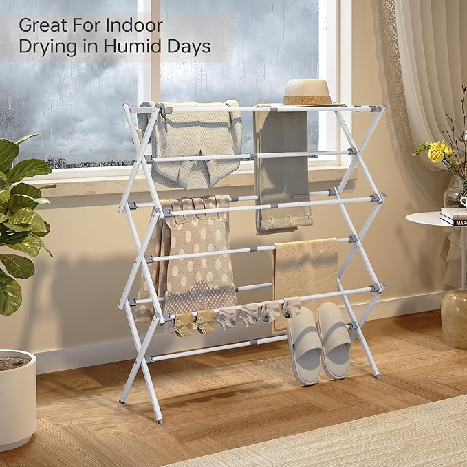 APEXCHASER Drying Rack Clothing, Clothes Drying Rack Foldable, Laundry Drying Rack Expandable, Small Clothe Hanger for Baby Clothes Towels Bibs, Socks, Clothes Airer for Indoor & Outdoor Use, White