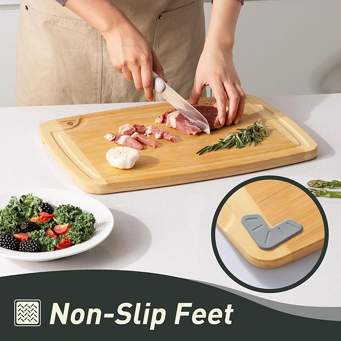 Bamboo Cutting Board Set Non Slip Feet Over Sink Brides Her Wedding Day Bridal Shower Engaged Engagement Hostess Couple Newly Wed House Christmas Married Future Mrs fiancee Unique Cool Gifts