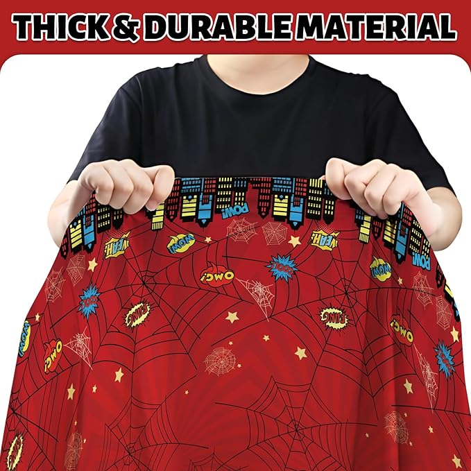 ATFUNSHOP Spider Superhero Disposable Tablecloth - Birthday Decorations Supplies with Spider Web Design, Happy Birthday Table Cover for Kids Boys Man Party Decor, Decoración de Cumpleaños