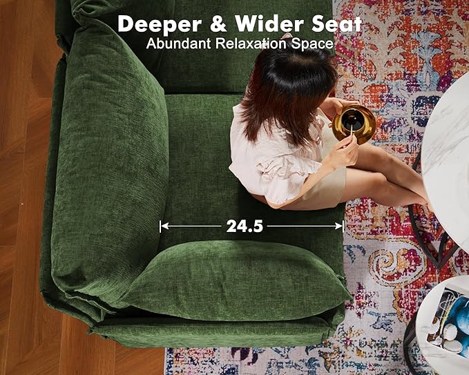 135.5" Oversized Modular Sectional Sofa, L Shaped Convertible Couch with Movable Ottoman, Large 6 Seat Corner Couches for Living Room Deep Seat Green Chenille