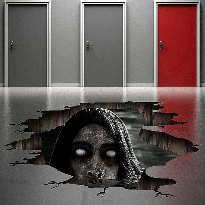 3D Halloween Floor Decals Scary Halloween Zombie Stickers for Living Room, Spooky Blind Women Scratching Floor Stickers Vinyl Removable Decals Art Decorations Party Supplies for Bar Pub