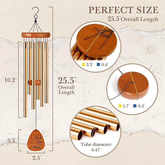 60th Wedding Anniversary Wind Chime, Happy 60th Anniversary Romantic Gifts for Couple, Parents, Wife, Husband, Friends, Diamond Wedding Anniversary's Keepsake Gifts Ideas