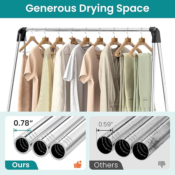 APEXCHASER Foldable Clothes Drying Rack, 55'' Collapsible Laundry Clothes Airer Width Heavy Duty Hanger for Sweaters Baby Clothes Towels Portable Indoor Outdoor for Home Travel